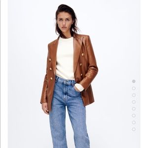 Zara Brown Leather Blazer